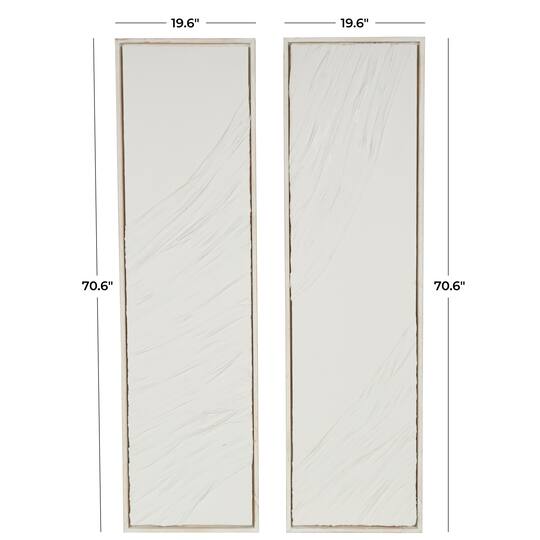 19.5" x 70.5" Cream Abstract Dimensional Wavy Textured Wood Panel Wall Décor Set